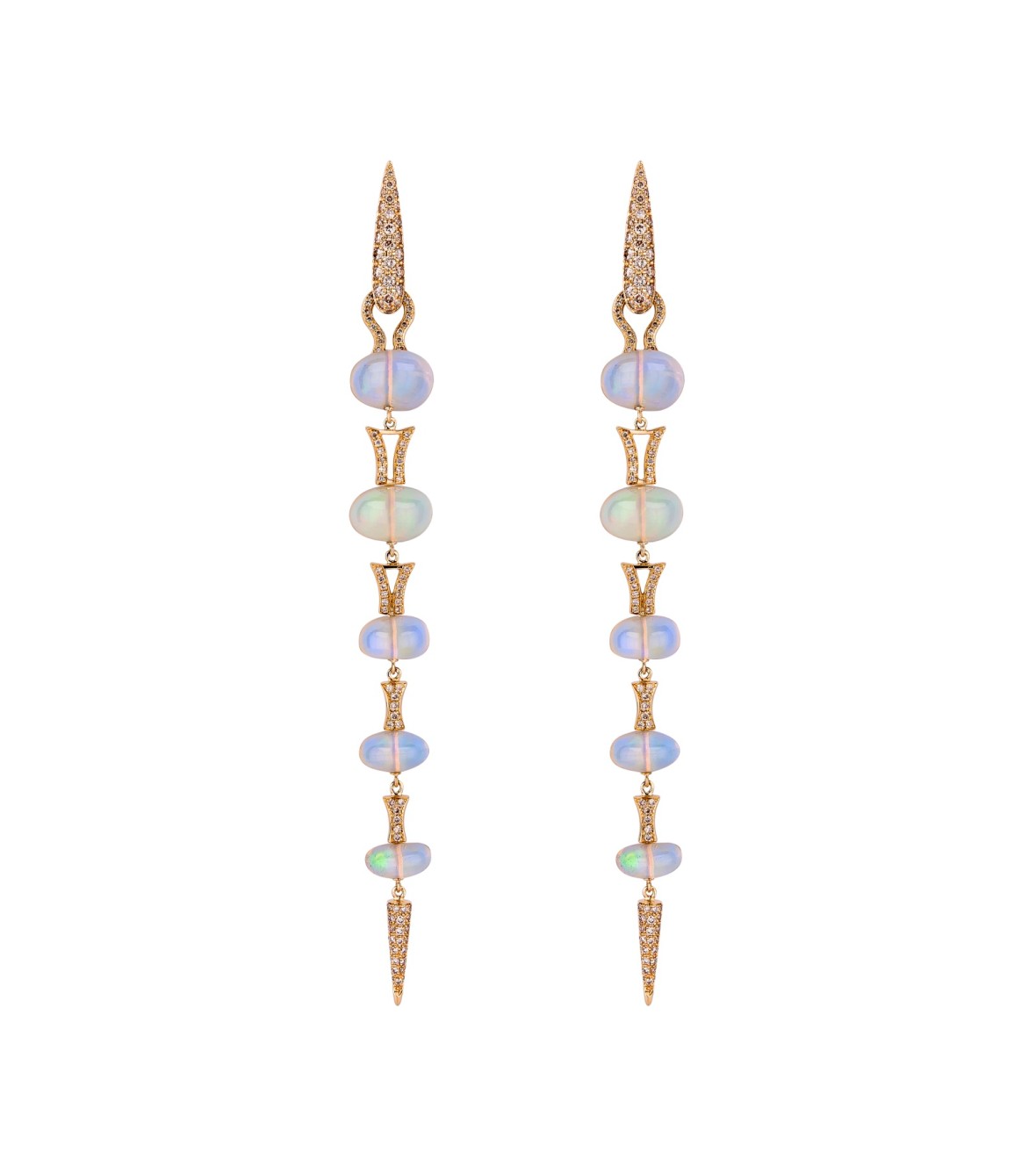 Yellow Gold Earrings with Opals and Diamonds